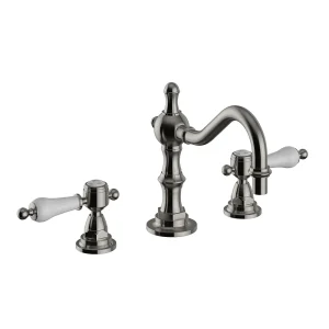 Heritage Glastonbury 3 Hole Swivel Spout Basin Mixer with Pop up Waste   Brushed Nickel