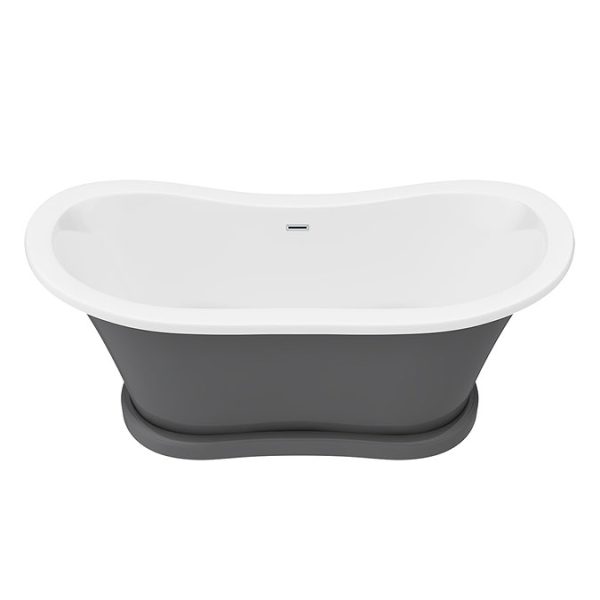 Trafalgar Grey 1685 x 745 Double Ended Slipper Roll Top Bath - Image 5