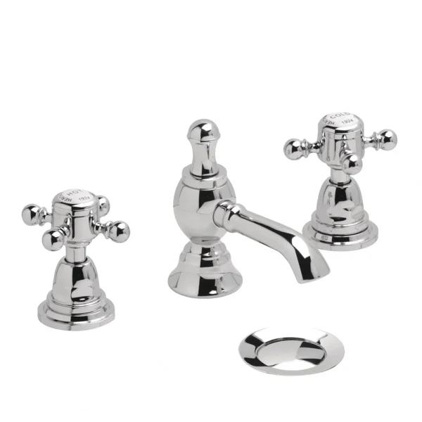 Heritage   Hartlebury 3 Hole Basin Mixer with Pop up Waste   Chrome