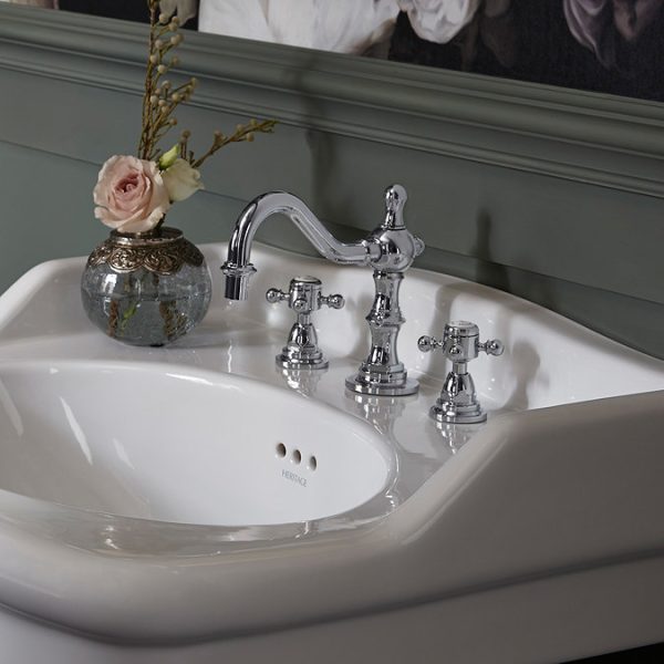 Heritage   Hartlebury 3 Hole Swivel Spout Basin Mixer with Pop up Waste   Chrome - Image 2