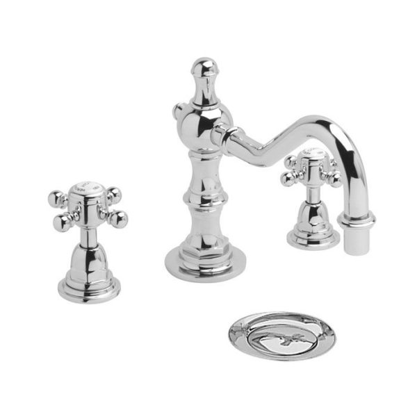 Heritage   Hartlebury 3 Hole Swivel Spout Basin Mixer with Pop up Waste   Chrome