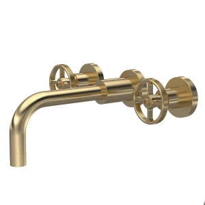 Hudson Reed Revolution Industrial 3TH Wall Mounted Basin Mixer   Brushed Brass