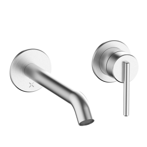 Crosswater 3ONE6 2 Hole Wall Mounted Basin Set   Stainless Steel
