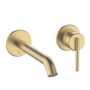 Crosswater 3ONE6 2 Hole Wall Mounted Basin Set   Brushed Brass