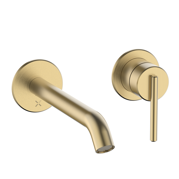Crosswater 3ONE6 2 Hole Wall Mounted Basin Set   Brushed Brass
