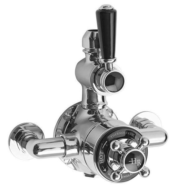 Hudson Reed Topaz Black Exposed Valve inc. Rigid Riser Kit, Diverter, 8" Shower Rose & Handset - Image 2