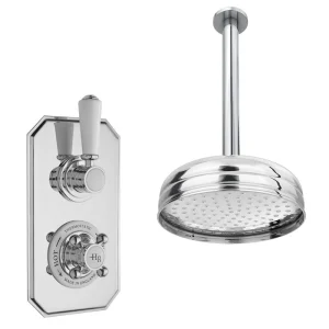 Hudson Reed Topaz Concealed Valve inc. 200mm Round Head + Ceiling Mounted Arm