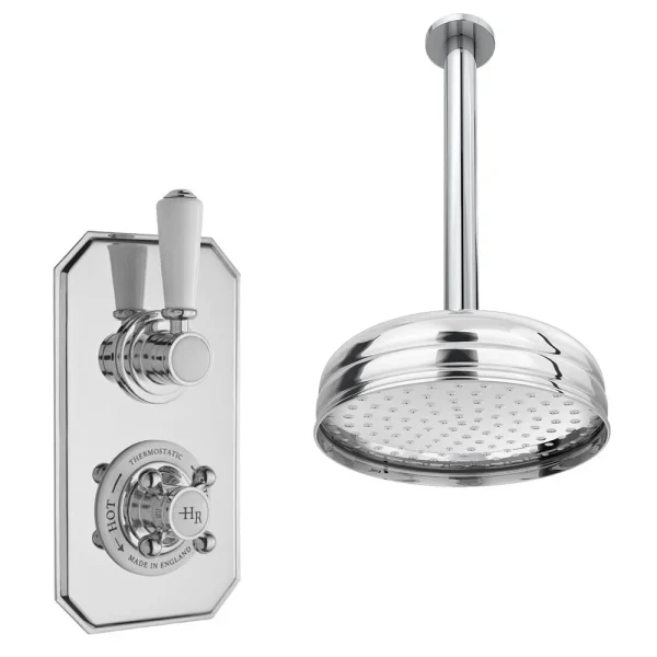 Hudson Reed Topaz Concealed Valve inc. 200mm Round Head + Ceiling Mounted Arm