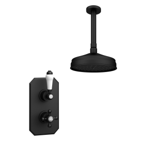 Trafalgar Matt Black Shower with Concealed Valve + Ceiling Mounted 8" Head
