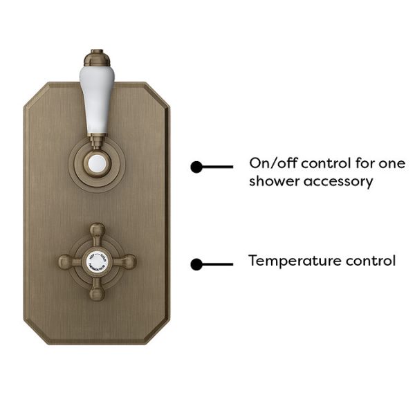 Trafalgar Antique Brass Shower with Concealed Valve + Wall Mounted 8" Head - Image 2