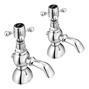 Chatsworth 1928 Black Traditional 3 Inch Spout Crosshead Pillar Basin Taps