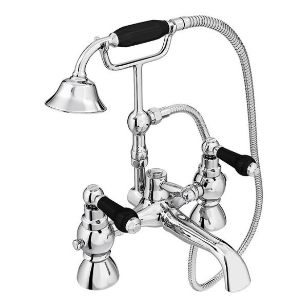 Chatsworth 1928 Traditional Black Lever Freestanding Bath Shower Mixer Tap - Image 3