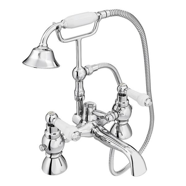 Chatsworth 1928 Traditional White Lever Freestanding Bath Shower Mixer Tap - Image 5