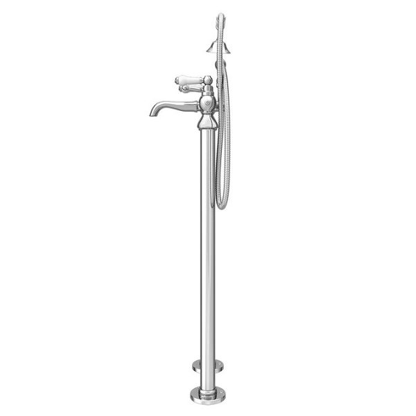 Chatsworth 1928 Traditional White Lever Freestanding Bath Shower Mixer Tap - Image 8