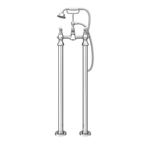 Chatsworth 1928 Traditional White Lever Freestanding Bath Shower Mixer Tap - Image 9