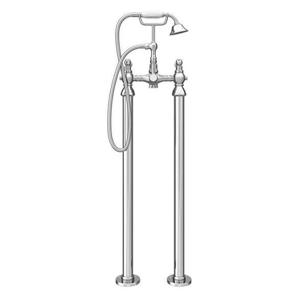 Chatsworth 1928 Traditional White Lever Freestanding Bath Shower Mixer Tap - Image 2