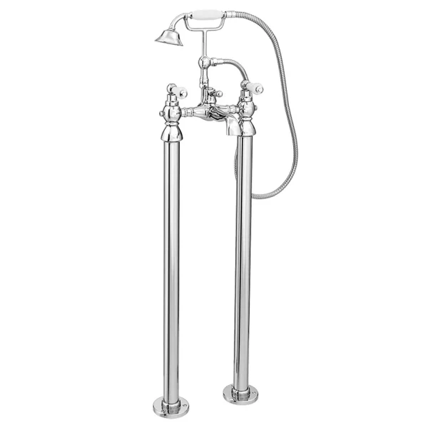 Chatsworth 1928 Traditional White Lever Freestanding Bath Shower Mixer Tap