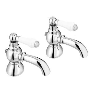 Chatsworth 1928 Traditional White Lever Pillar Bath Taps