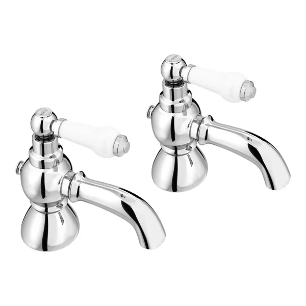 Chatsworth 1928 Traditional White Lever Pillar Bath Taps