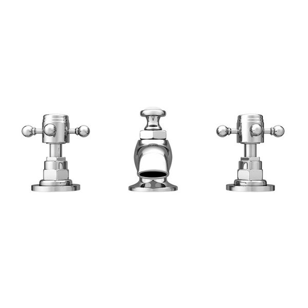 Chatsworth 1928 Traditional 3TH Crosshead Basin Mixer Tap + Waste - Image 2