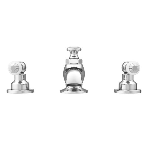 Chatsworth 1928 Traditional 3TH White Lever Basin Mixer Tap + Waste - Image 2