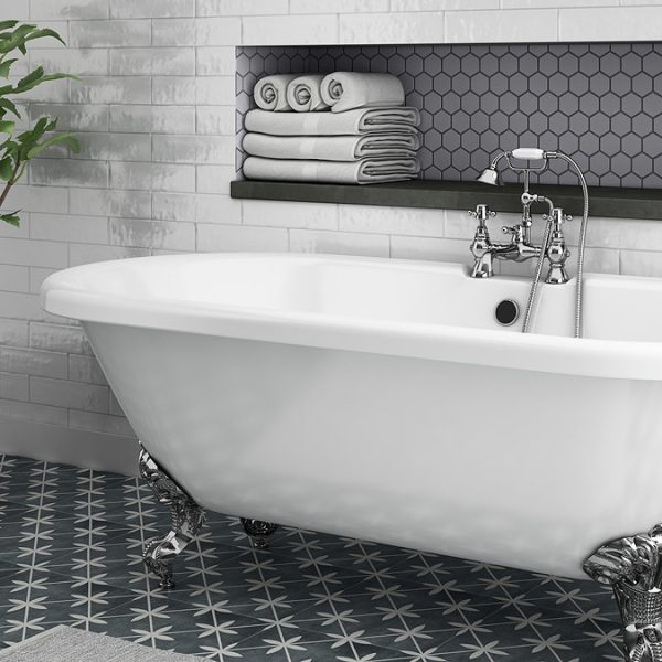 Chatsworth 1928 Traditional Crosshead Bath Shower Mixer Tap with Shower Kit - Image 2