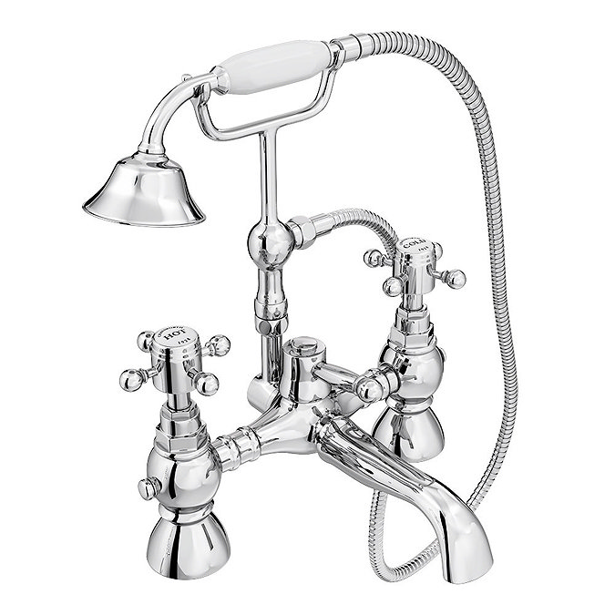 Chatsworth 1928 Traditional Bath Shower Mixer Tap with Adjustable Shrouds for Roll Top Baths - Image 3