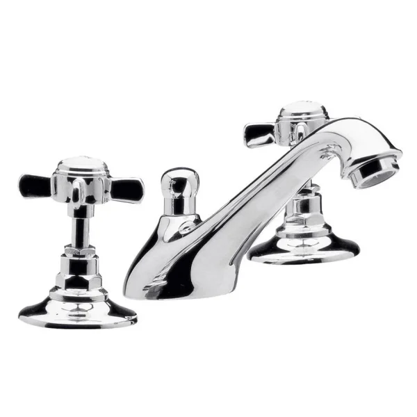 Traditional 3 Tap Hole Basin Mixer   Chrome