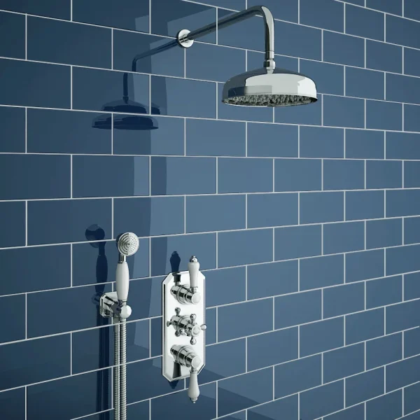 Trafalgar Traditional Triple Thermostatic Shower Package with Head + Handset