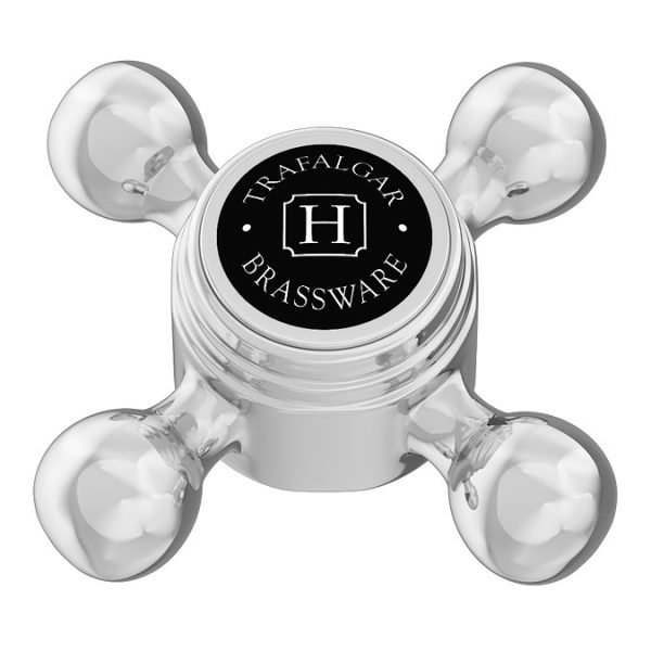 Trafalgar Wall Mounted Bath Spout and Crosshead Stop Taps Chrome & Black - Image 2