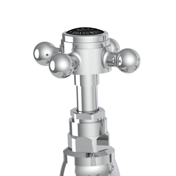 Trafalgar Crosshead Pillar Bath Taps (Pair) Chrome with Black Indices - Image 3