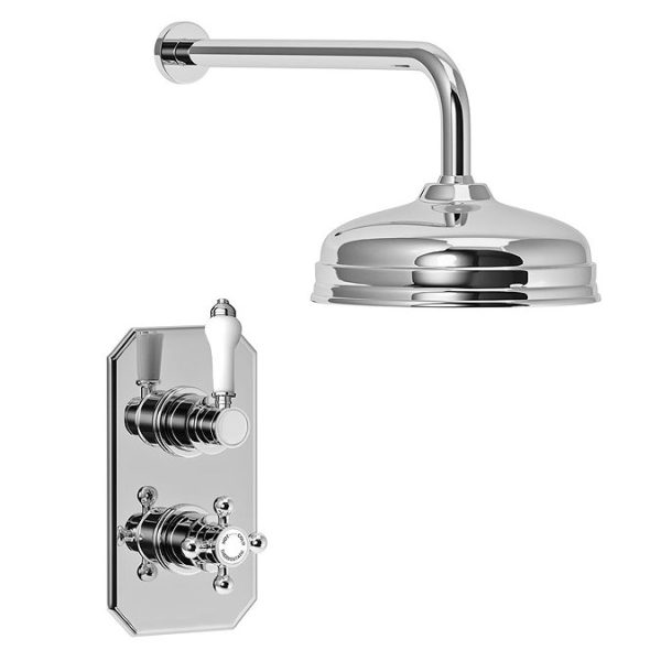 Trafalgar Traditional Twin Concealed Thermostatic Shower Valve incl. 8" Apron Fixed Head - Image 8