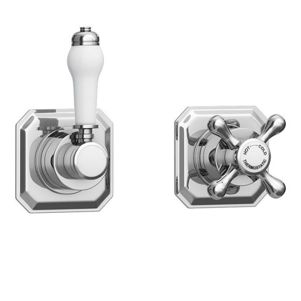 Trafalgar Concealed Individual Stop Tap + Thermostatic Control Valve with with Slider Rail Kit - Image 4