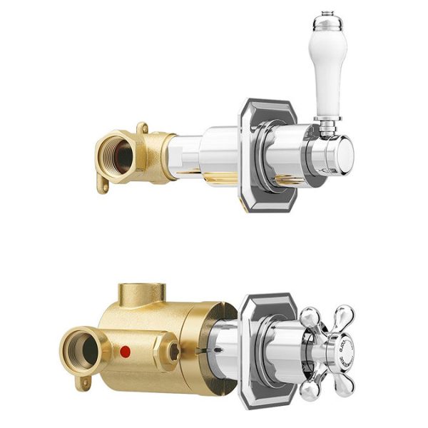 Trafalgar Concealed Individual Stop Tap + Thermostatic Control Valve with with Slider Rail Kit - Image 6