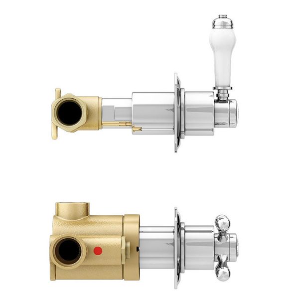 Trafalgar Concealed Individual Stop Tap + Thermostatic Control Valve with with Slider Rail Kit - Image 2
