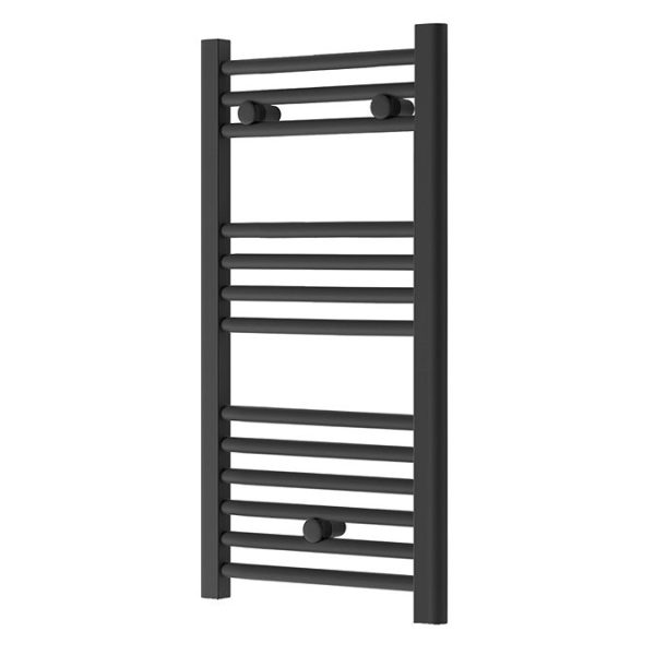 Toreno Black W400 x H800mm Heated Towel Rail   Straight - Image 2
