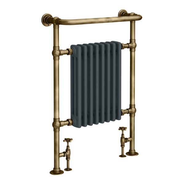 Chatsworth Savoy Traditional Heated Towel Rail Radiator (Antique Brass & Anthracite Grey) - Image 6