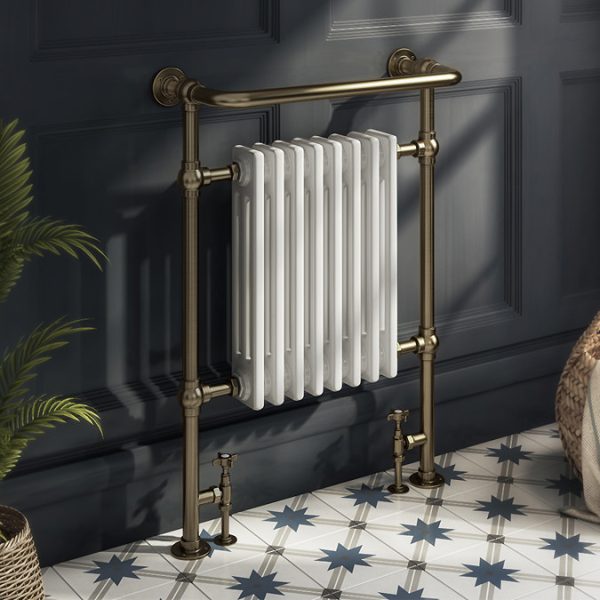 Chatsworth Savoy Antique Brass Traditional Heated Towel Rail Radiator - Image 3