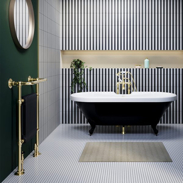 Chatsworth Savoy Traditional Heated Towel Rail Radiator (Brushed Brass & Anthracite Grey) - Image 4