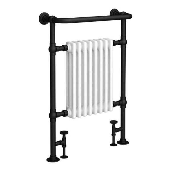 Chatsworth Savoy Matt Black Traditional Heated Towel Rail Radiator - Image 3