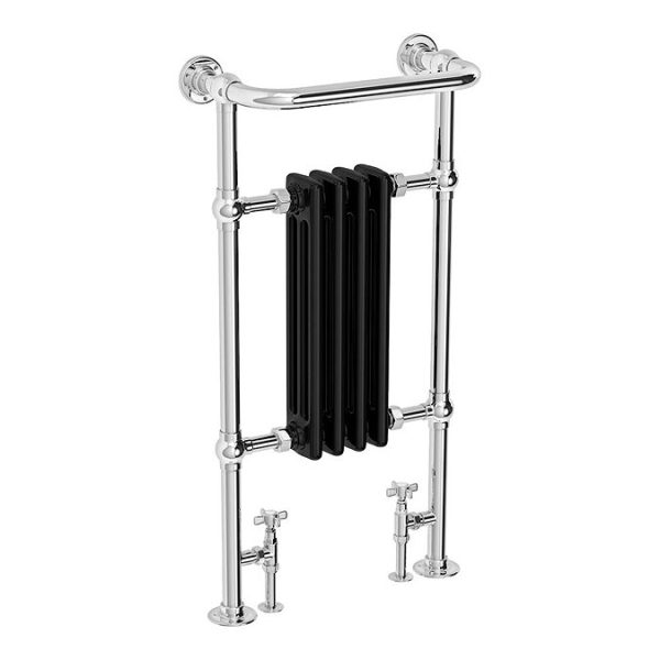 Westport Traditional 963 x 493mm Black Heated Towel Rail Radiator - Image 2