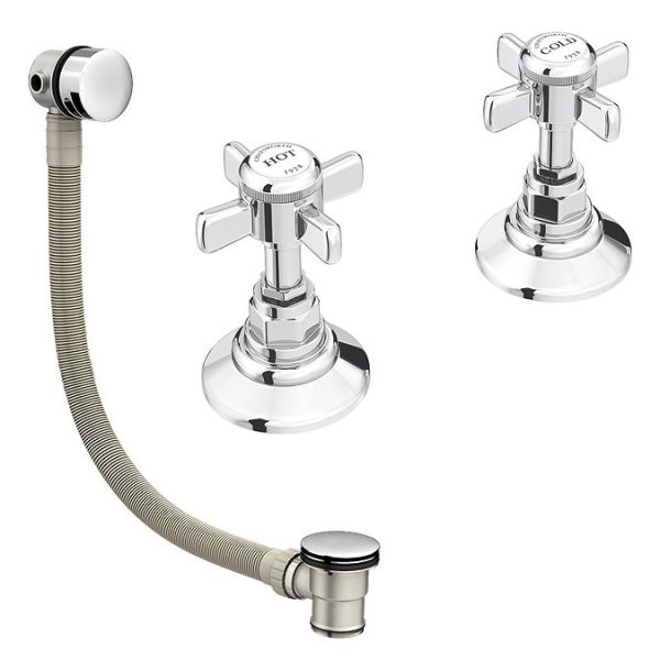 Chatsworth Traditional Deck Bath Side Valves with Freeflow Bath Filler - Image 2