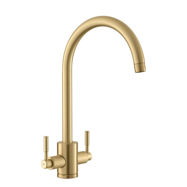 Rangemaster Aquatrend Dual Lever Kitchen Mixer Tap   Brushed Brass - Image 2