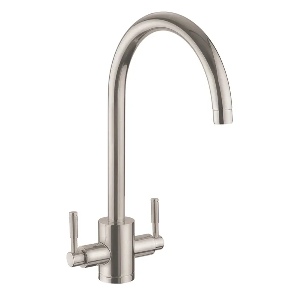 Rangemaster Aquatrend Dual Lever Kitchen Mixer Tap   Brushed Finish