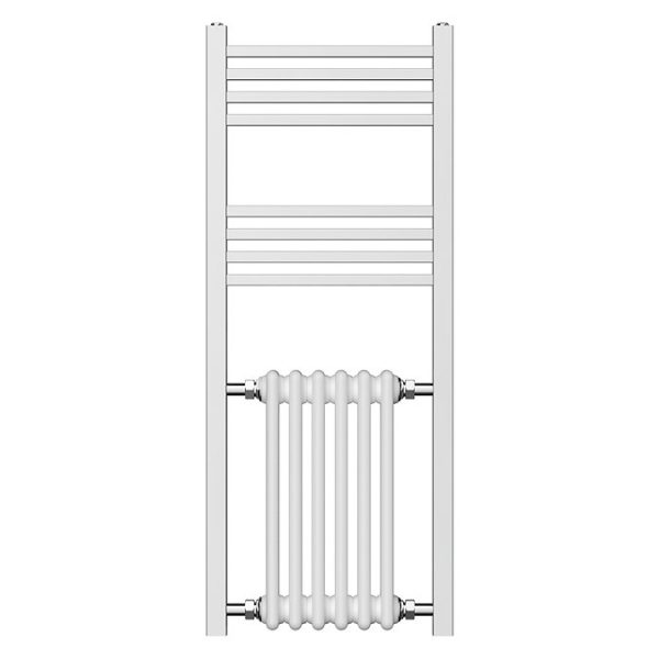 Trafalgar 1200 x 485 Framed Traditional Column Radiator   Chrome & White - Image 2