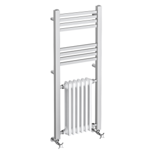 Trafalgar 1200 x 485 Framed Traditional Column Radiator   Chrome & White