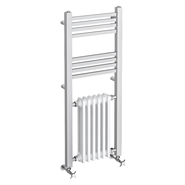 Trafalgar 1200 x 485 Framed Traditional Column Radiator   Chrome & White