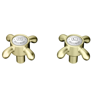 Trafalgar French Crosshead Alternative Tap Heads (Pair)   Brushed Brass