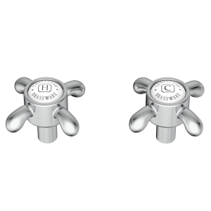 Trafalgar French Crosshead Alternative Tap Heads (Pair)   Chrome