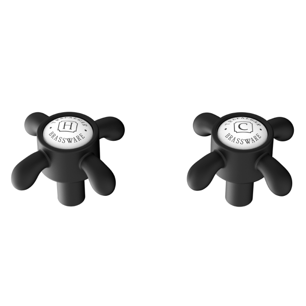 Trafalgar French Crosshead Alternative Tap Heads (Pair)   Matt Black